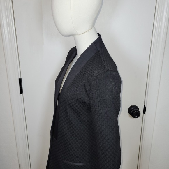 Banana Republic Black Jacquard Long Line Tuxedo Blazer Size 0 - Picture 8 of 11